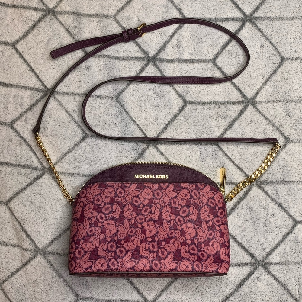 Michael Kors floral purple purse w/ long strap